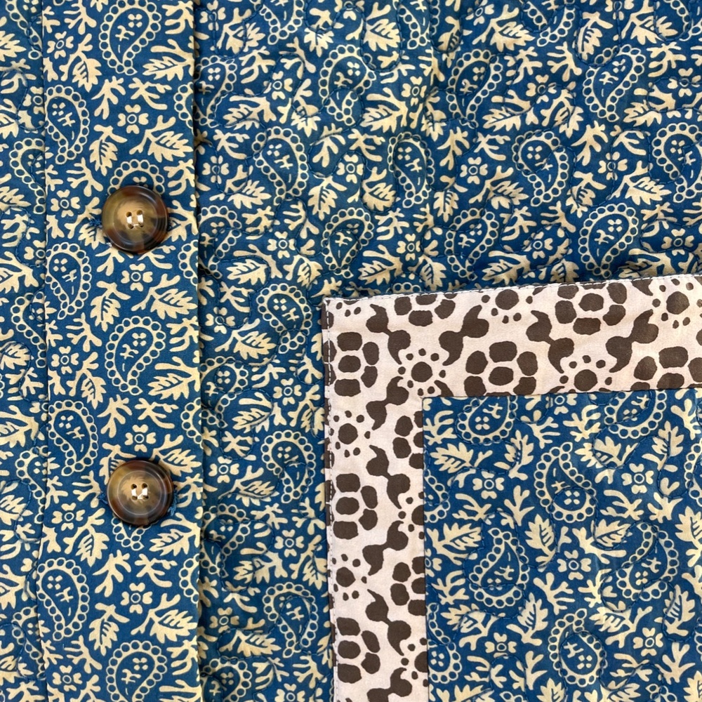 RHODE quilted patchwork blue jacket size S - image 6